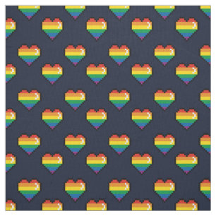 Regenbogen 8 Bit Herzstück Muster Stoff