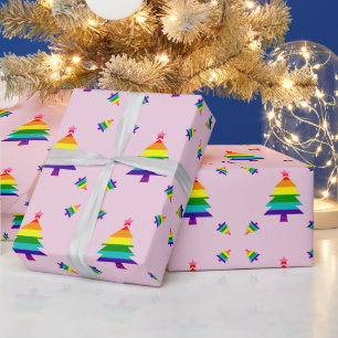 Regenbogen 8 Streifen LGBT-Flag LGBTQ Weihnachten Geschenkpapier