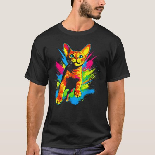 Regenbogen-Abessinierkatze T-Shirt (Vorderseite)