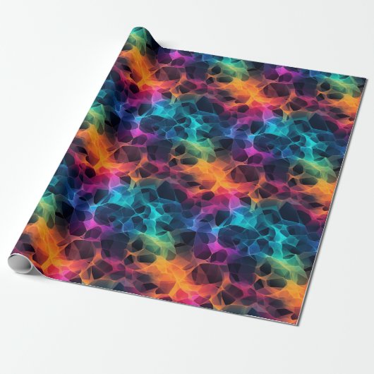 Regenbogen-Abstrakt auf Schwarz Geschenkpapier (Ungerollt)