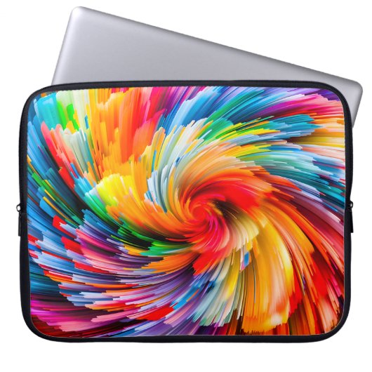 Regenbogen Abstrakt Lebendiger Wirbel Modern Laptopschutzhülle (Vorderseite)