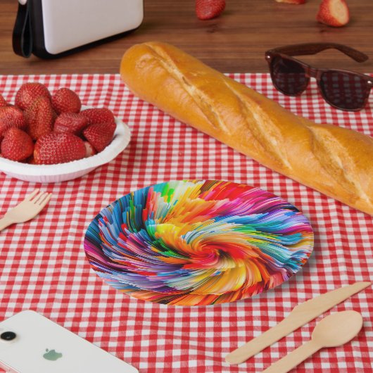 Regenbogen Abstrakt Lebendiger Wirbel Modern Pappteller (Picknick)
