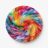 Regenbogen Abstrakt Lebendiger Wirbel Modern Pappteller (Vorderseite)