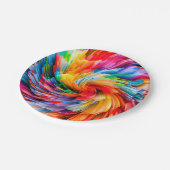 Regenbogen Abstrakt Lebendiger Wirbel Modern Pappteller (Schrägansicht)