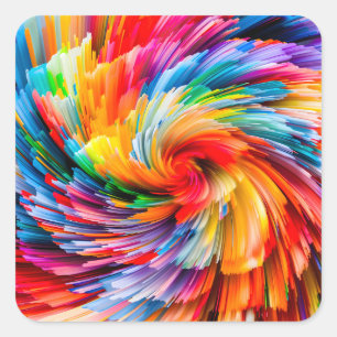 Regenbogen Abstrakt Lebendiger Wirbel Modern Quadratischer Aufkleber