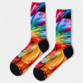 Regenbogen Abstrakt Lebendiger Wirbel Modern Socken (Linkes Detail)
