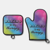 Regenbogen Abstrakt mit Fun Zitat Ofenhandschuh & Topflappen-Set (Vorderseite)