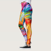 Regenbogen-Abstrakte Lebendige Spirale Modern Leggings (Links)