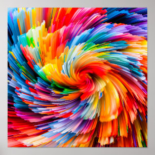 Regenbogen-Abstrakte Lebendige Spirale Modern Poster