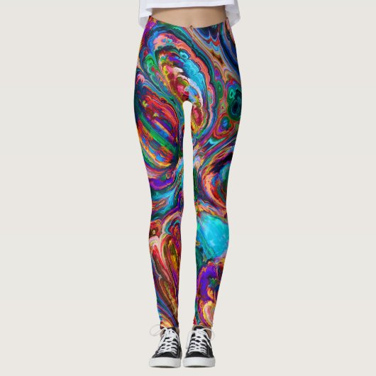 Regenbogen abstrakte Leggings (Vorderseite)