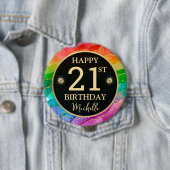 Regenbogen-Achat-Gold-Glitter-Geburtstagsabzeichen Button (Beispiel)