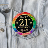 Regenbogen-Achat-Gold-Glitter-Geburtstagsabzeichen Button (Beispiel)