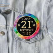 Regenbogen-Achat-Gold-Glitter-Geburtstagsabzeichen Button (Beispiel)
