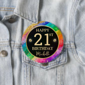 Regenbogen-Achat-Gold-Glitter-Geburtstagsabzeichen Button (Beispiel)