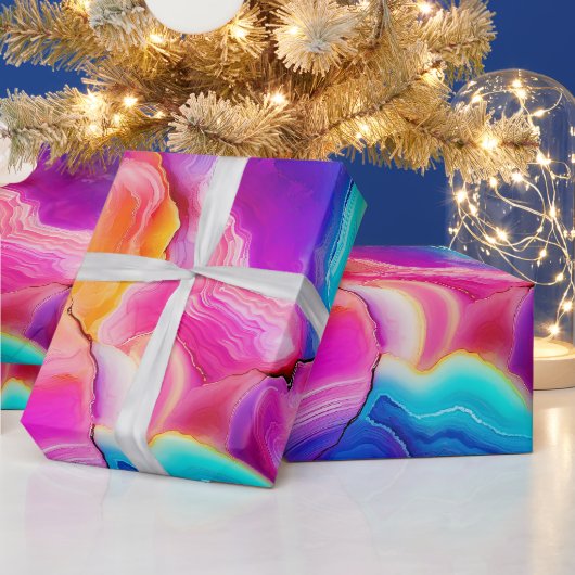 Regenbogen-Achat | Lebendiges abstraktes Steinmust Geschenkpapier (Feiertage)
