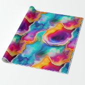 Regenbogen-Achat | Lebendiges abstraktes Steinmust Geschenkpapier (Ungerollt)