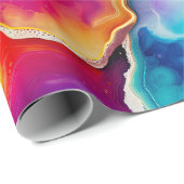 Regenbogen-Achat | Lebendiges abstraktes Steinmust Geschenkpapier (Rolleneckpunkt)