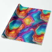 Regenbogen-Achat | Lebendiges abstraktes Steinmust Geschenkpapier (Ungerollt)
