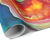 Regenbogen-Achat | Lebendiges abstraktes Steinmust Geschenkpapier (Rolleneckpunkt)