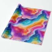 Regenbogen-Achat | Lebendiges abstraktes Steinmust Geschenkpapier (Ungerollt)