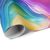 Regenbogen-Achat | Lebendiges abstraktes Steinmust Geschenkpapier (Rolleneckpunkt)