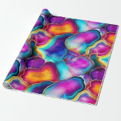 Regenbogen-Achat | Lebendiges abstraktes Steinmust Geschenkpapier (Ungerollt)