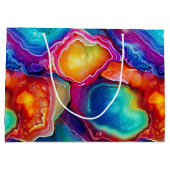 Regenbogen-Achat | Lebendiges abstraktes Steinmust Große Geschenktüte (Rückseite)