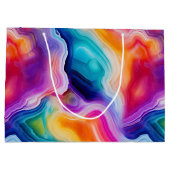 Regenbogen-Achat | Lebendiges abstraktes Steinmust Große Geschenktüte (Rückseite)