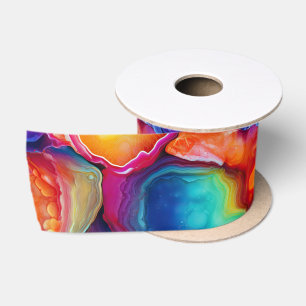 Regenbogen-Achat Lebendiges abstraktes Steinmust Satinband