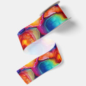 Regenbogen-Achat | Lebendiges abstraktes Steinmust Satinband (Rückseite)