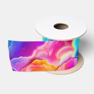 Regenbogen-Achat Lebendiges abstraktes Steinmust Satinband
