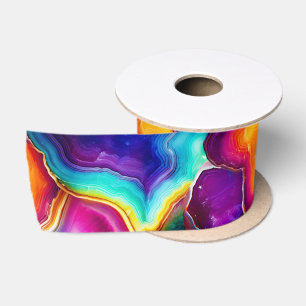 Regenbogen-Achat Lebendiges abstraktes Steinmust Satinband