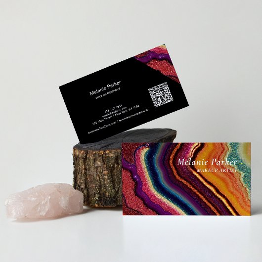 Regenbogen-Achat-Marmor QR-Code Visitenkarte