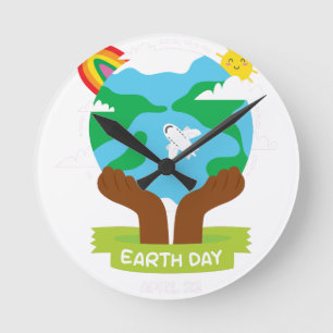 Regenbogen afrikanischer Tag der Erde Runde Wanduhr