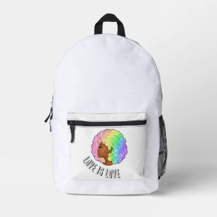 Regenbogen Afro LGBTQ Liebe ist Liebe Stolz schwar Bedruckter Rucksack