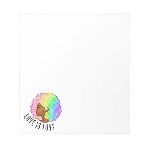 Regenbogen Afro LGBTQ Liebe ist Liebe Stolz schwar Notizblock