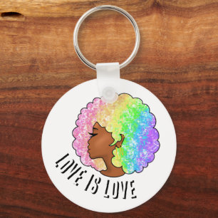 Regenbogen Afro LGBTQ Liebe ist Liebe Stolz schwar Schlüsselanhänger