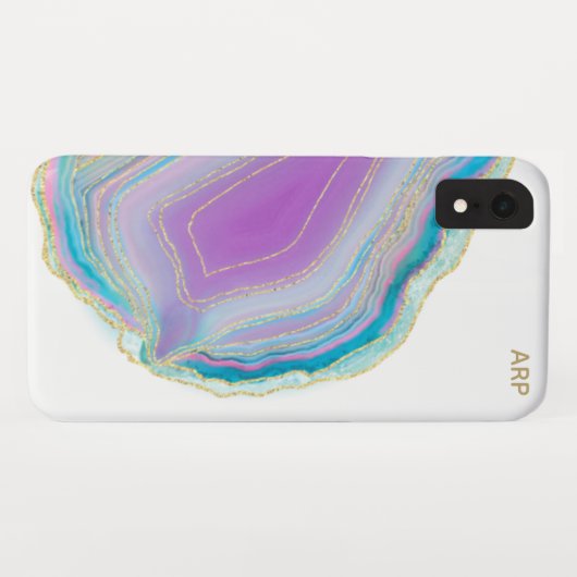 *~* Regenbogen Agate Gold Glitzer Pastell Weiß Case-Mate iPhone Hülle (Rückseite (Horizontal))
