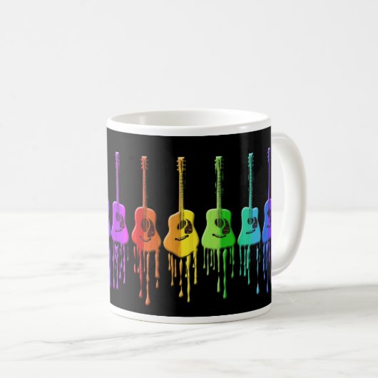 Regenbogen-Akustikgitarre-Kaffee-Tasse Kaffeetasse (VorderseiteRechts)