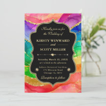 Regenbogen-Alkohol-Tinte-Gold-Glitter-Hochzeit