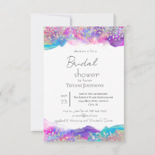 Regenbogen-Alkohol-Tinten-Brautparty-Faux-Glitter Einladung