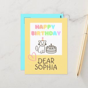 Regenbogen Alles Gute zum Geburtstag Katze Postkar Postkarte