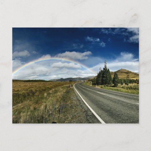 Regenbogen am Ende der Straße Postkarte (Vorderseite)