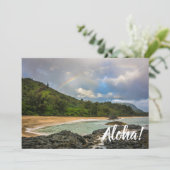 Regenbogen am Lumaha'i Beach, Kauai, Hawaii Einladung (Stehend Vorderseite)