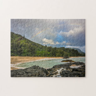 Regenbogen am Lumaha'i Beach, Kauai, Hawaii Puzzle