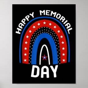Regenbogen-Amerikanische-Flagge Frohen Memorial Da Poster