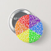 Regenbogen angelt Leopard-Muster Button (Vorne & Hinten)
