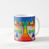 Regenbogen-Anhänger-Wappen-Kaffeetasse Kaffeetasse (VorderseiteRechts)