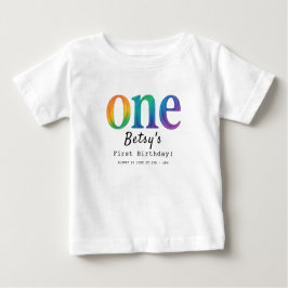 Regenbogen-Aquarell 1. Geburtstag | Farbiger Nachw Baby T-shirt
