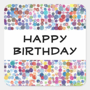 Regenbogen-Aquarell-Farben-Tupfen Quadratischer Aufkleber